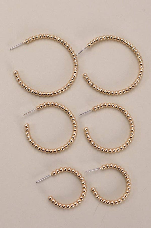 BALL HOOP TRIO IN 3 SIZE EARRINGS | 31E03964: Gold