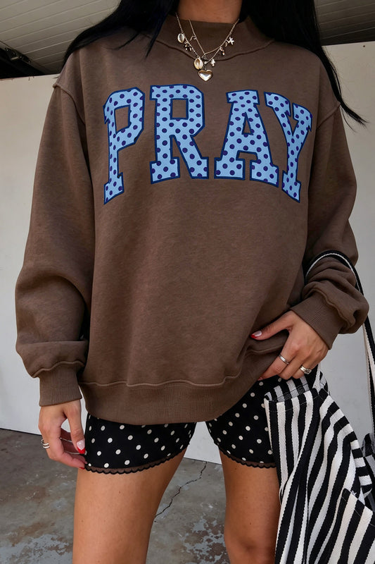 Brown PRAY Polka Dot Mock Neck