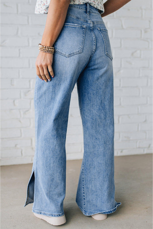 Slit Leg High Rise Drawstring Casual Jeans