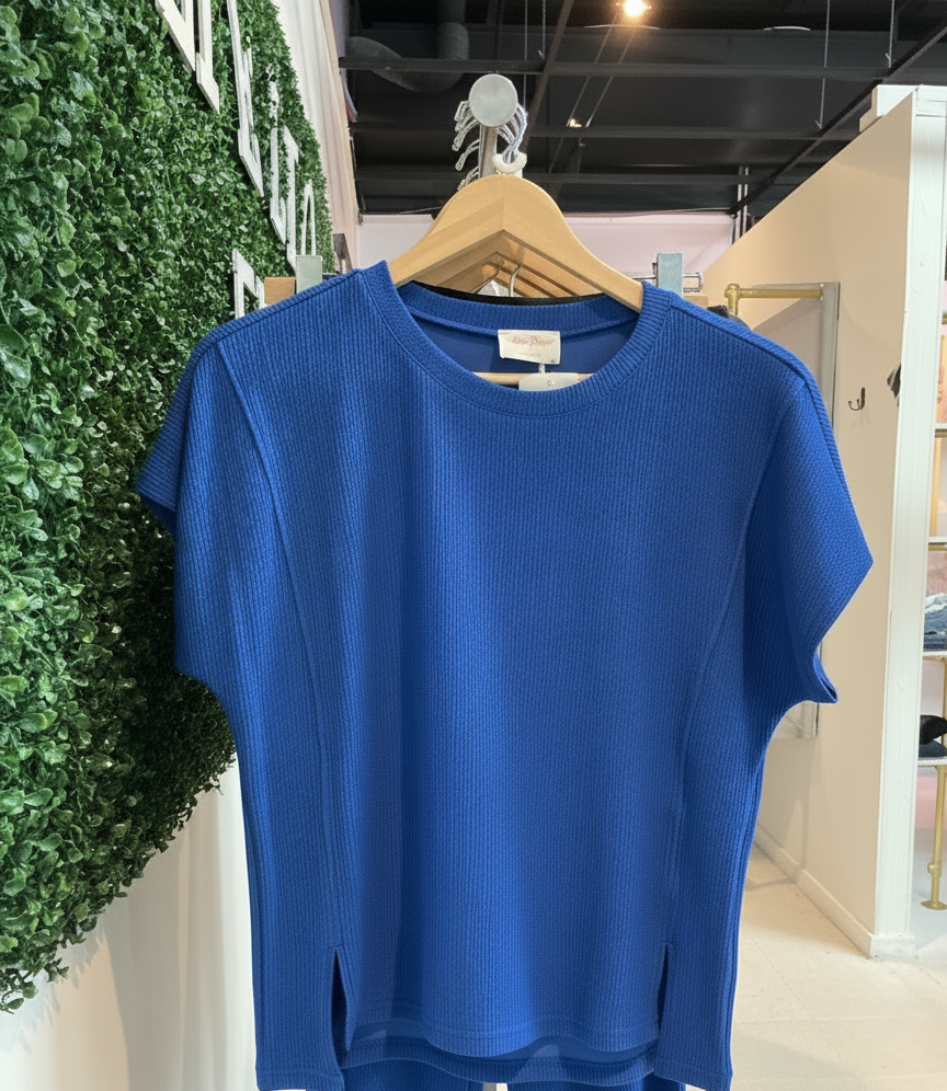 Royal Blue Ribbed Short Set