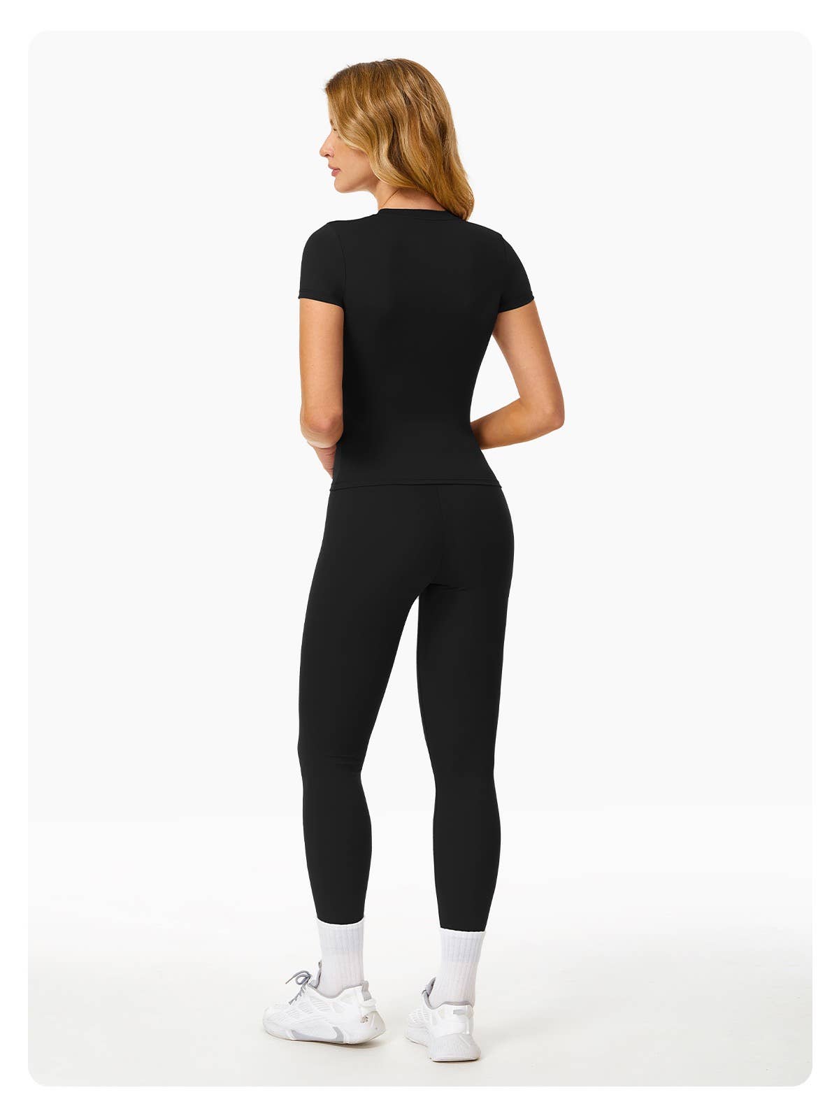 Natalie Fitted Short Sleeve Active Top: Black / XL