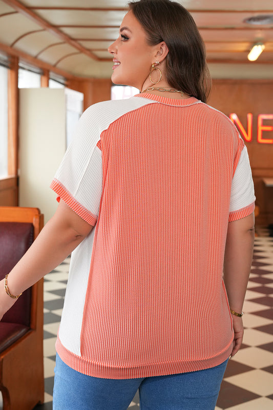Coral Crush Ribbed Top (Plus Size)