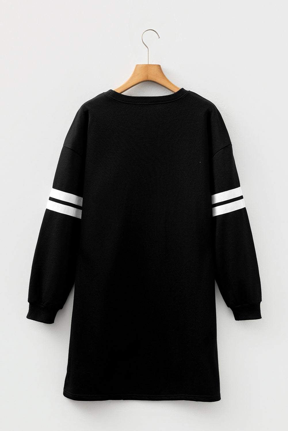 Fiery Red Varsity Contrast Banded Sleeve Shift Sweatshirt Dress