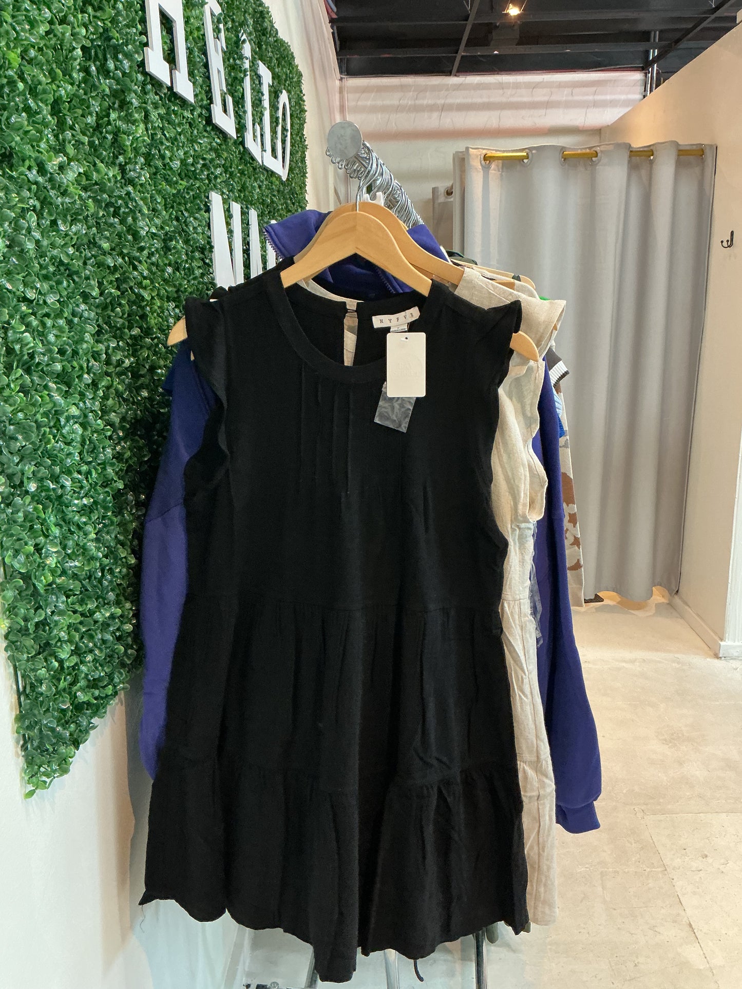 Black/ Tan linen dress