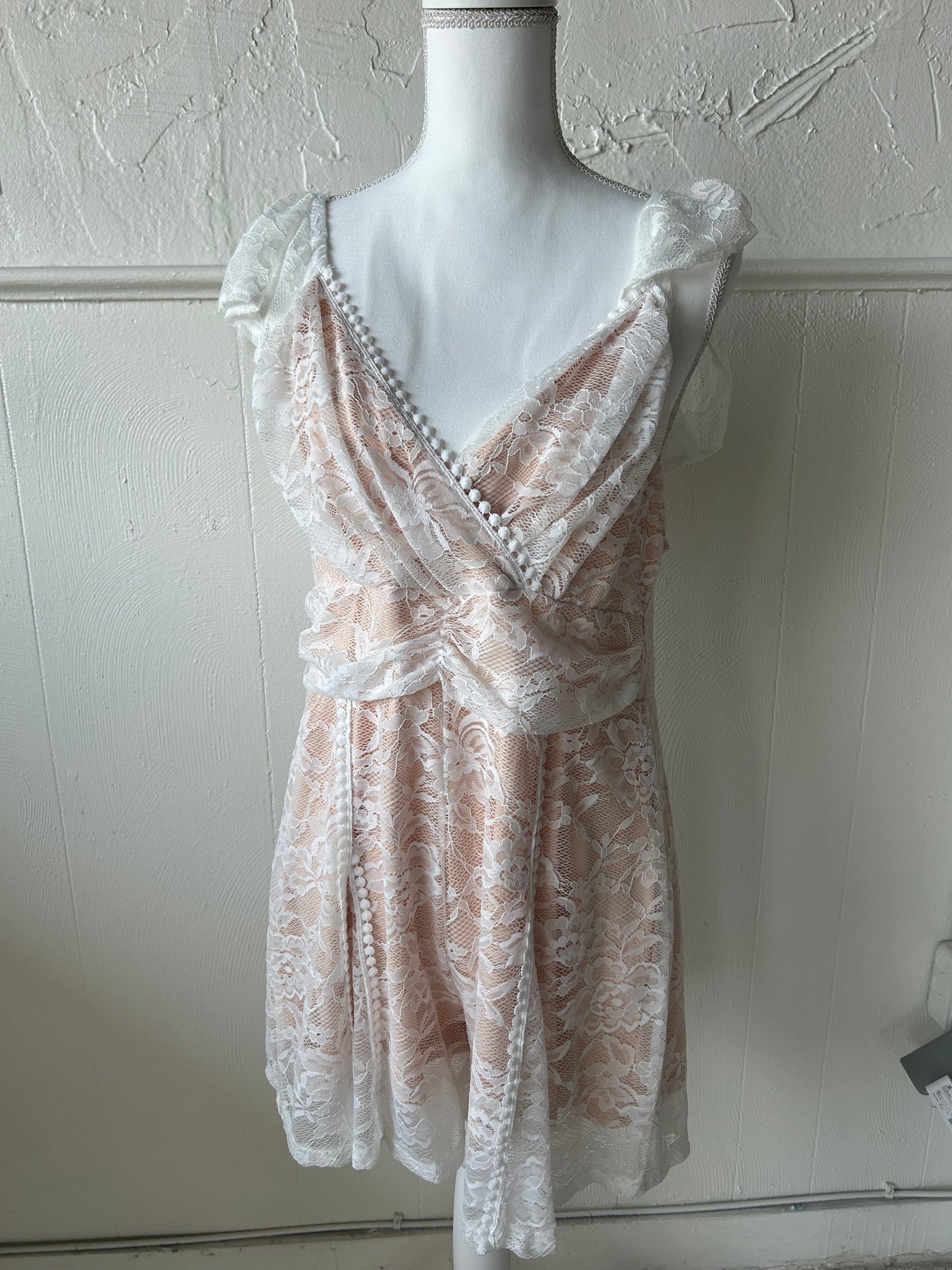 Lace off or on shoulder dress