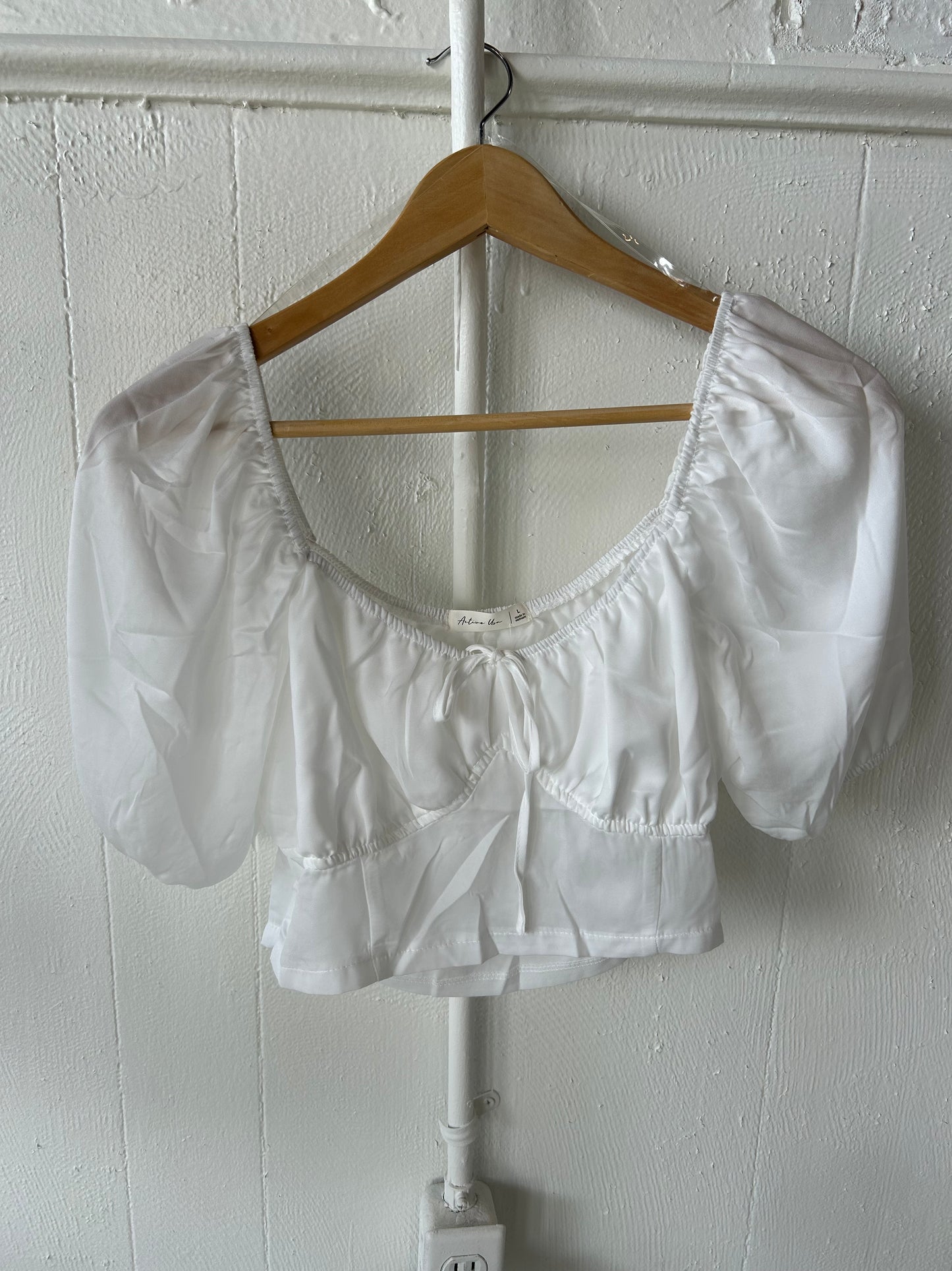 White / Black/ Rose v neck Crop Blouse
