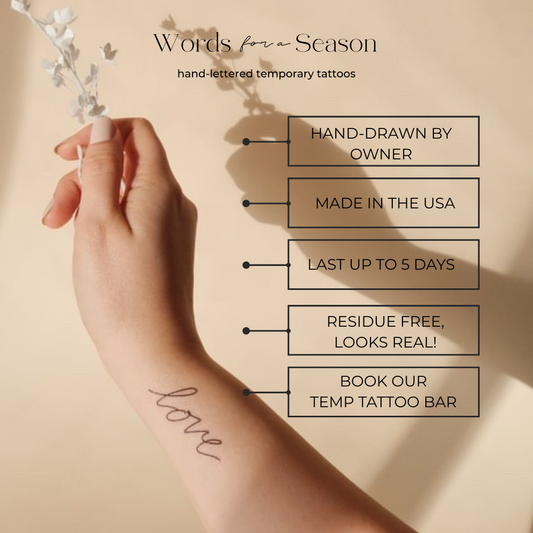 Flower Bundle Calligraphy Temp Tattoo | Skin and Hat Tattoo