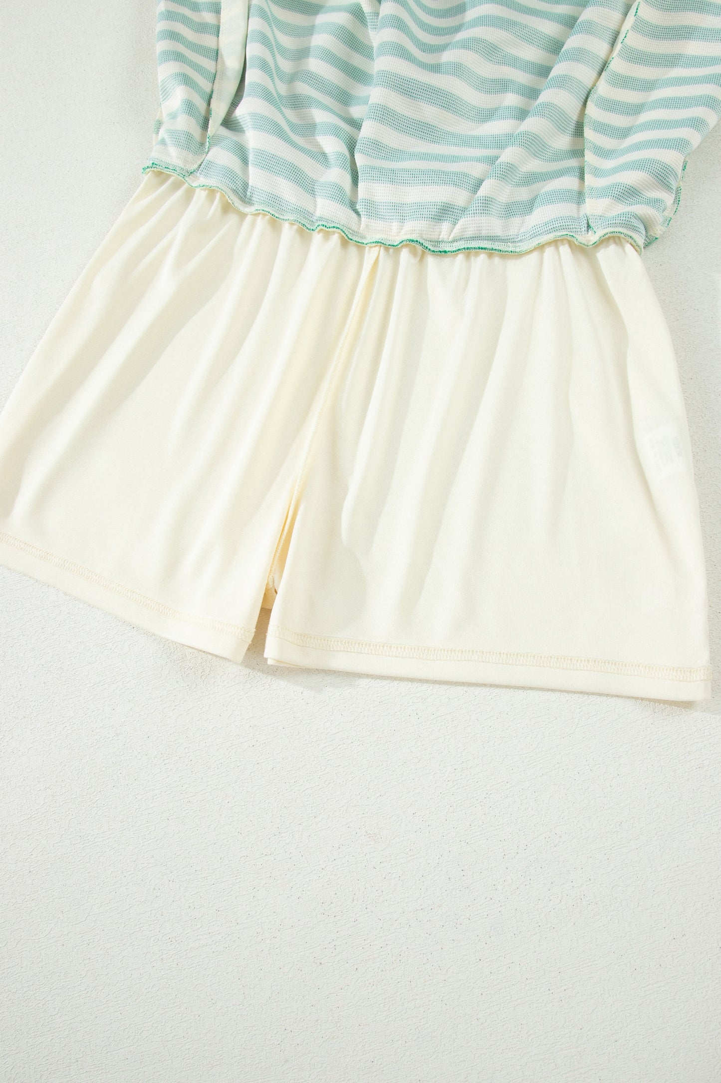 Dark Blue Textured Stripe Print Contrast Trim Zip Collar Sleeveless 2pcs Skort Set