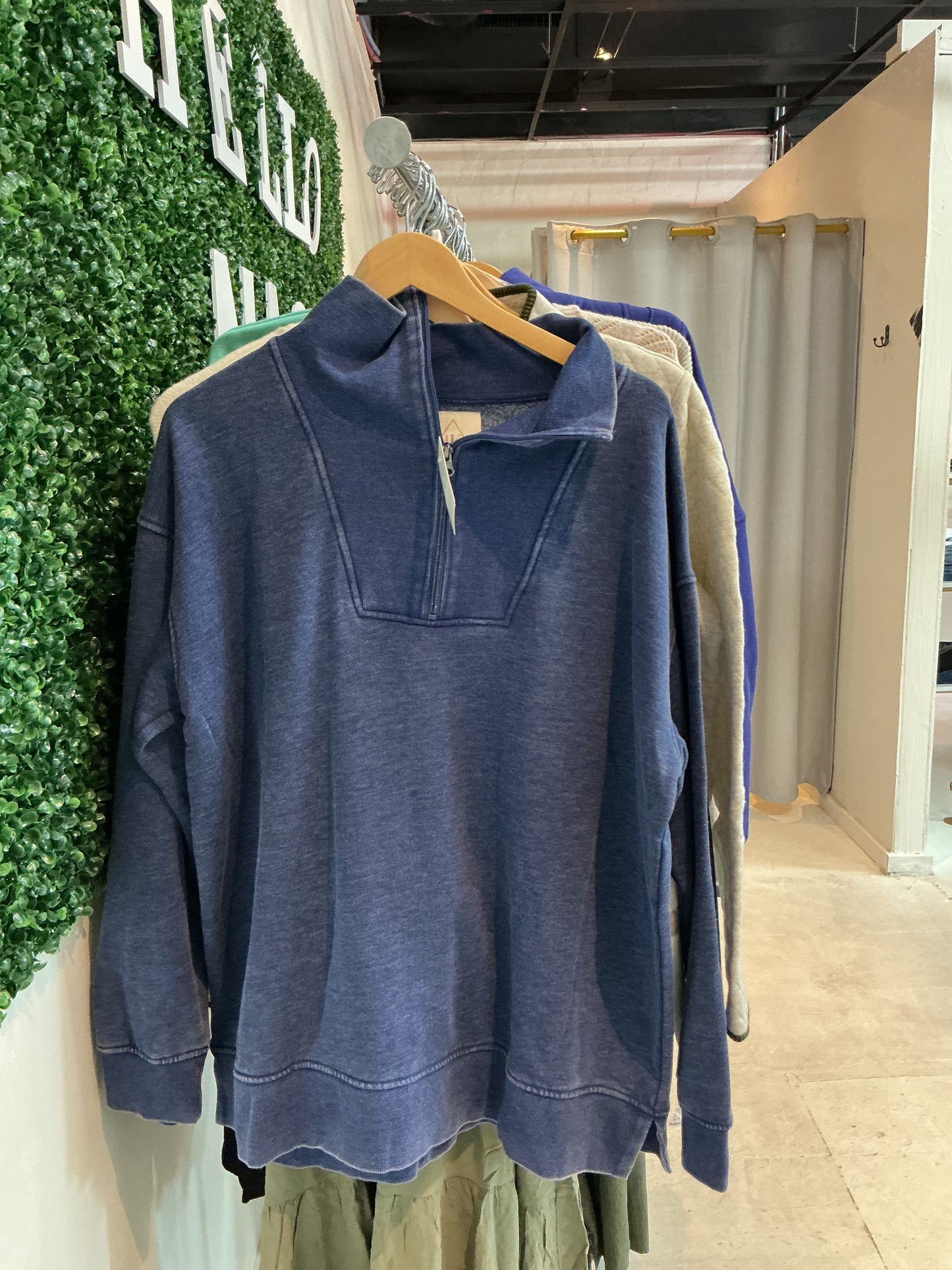 Blue 1/4 zip l/s pullover