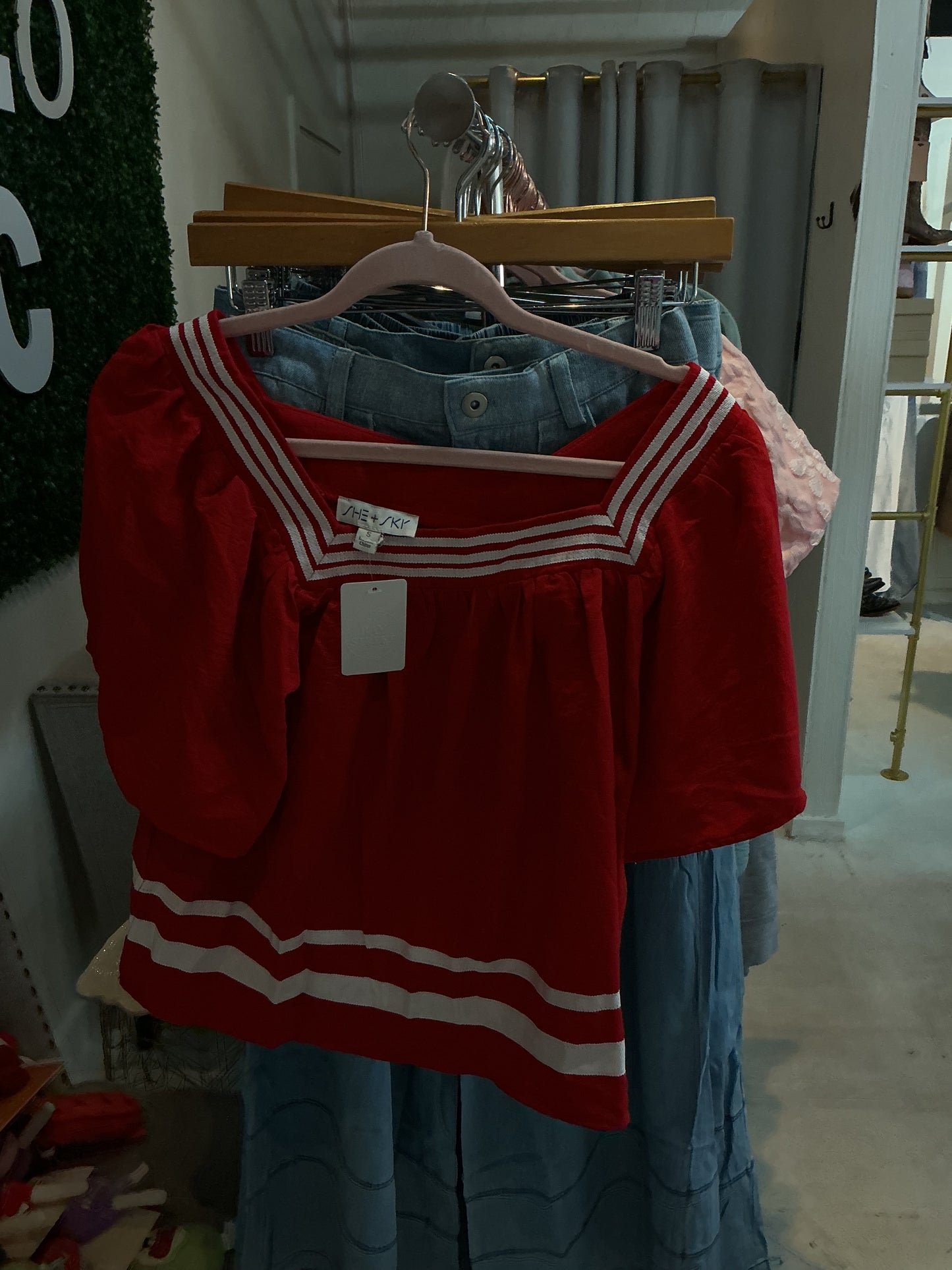 Flowy red top