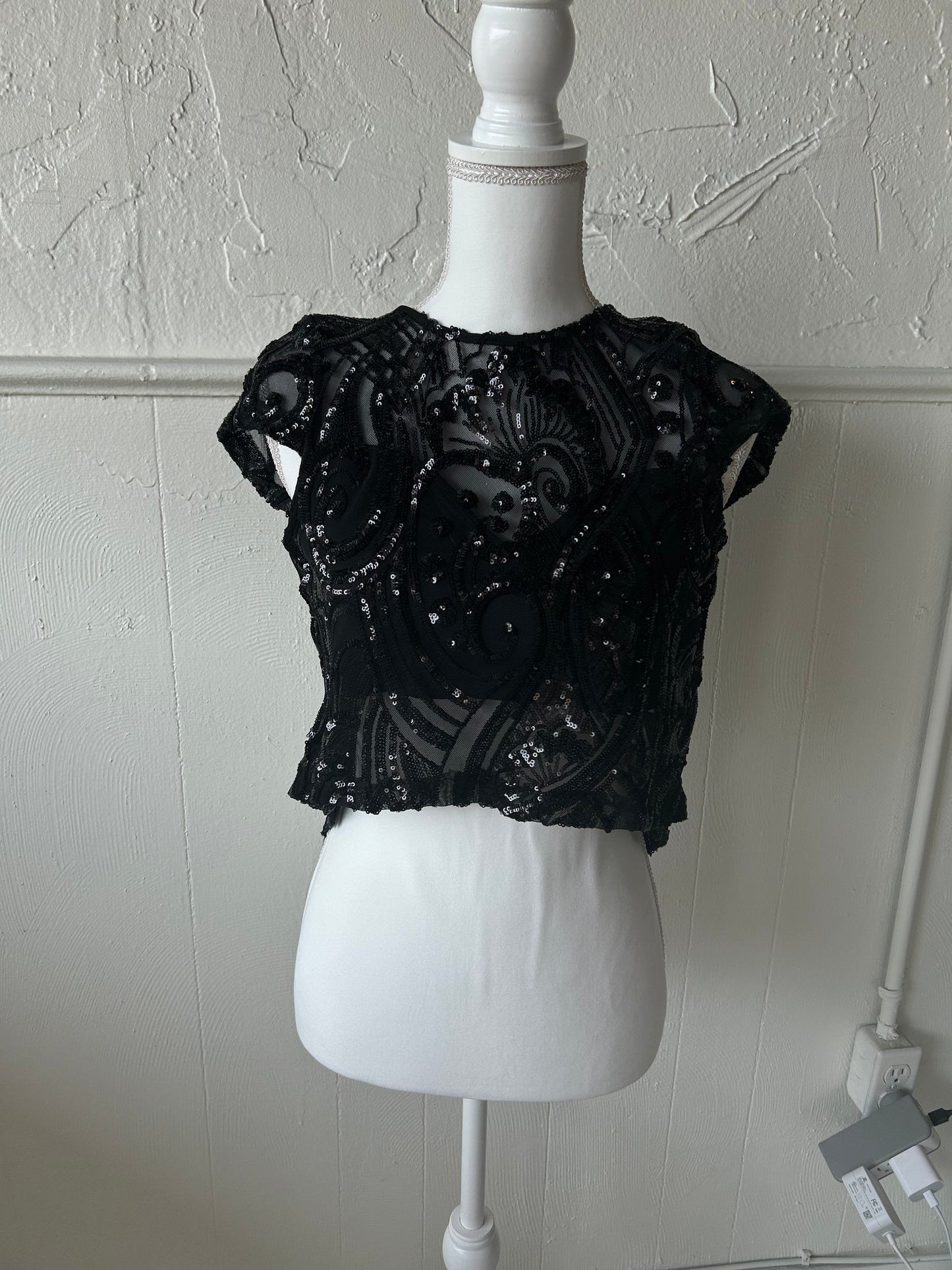 Sequined Lace blouse white or black