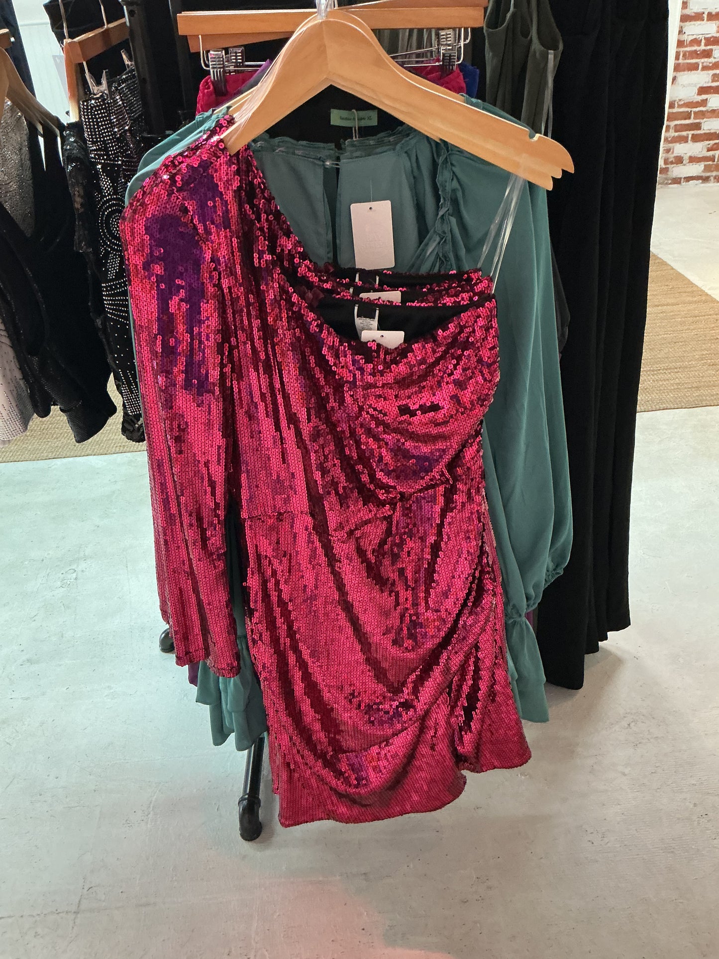 Glitter hot pink dress