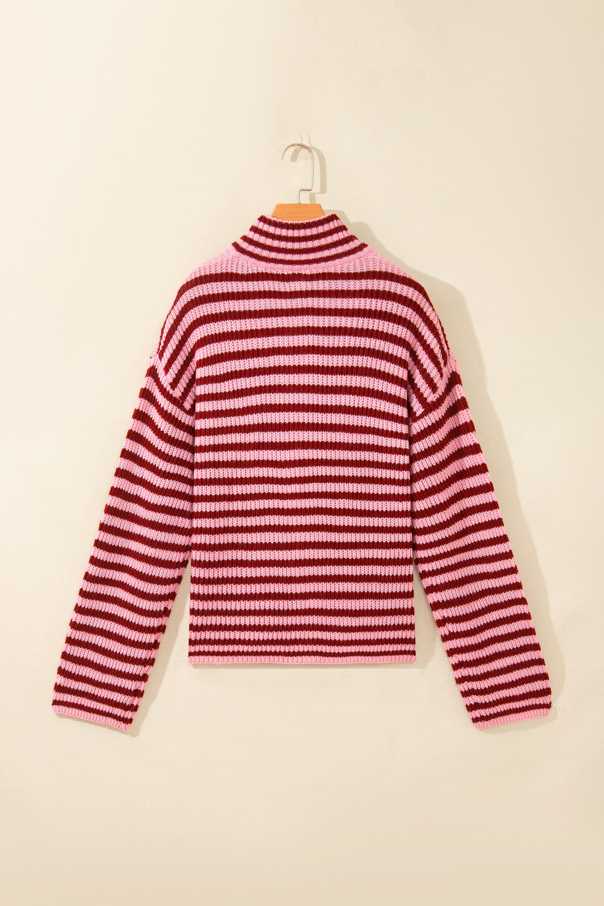 Red Stripe Zip Up Sweater