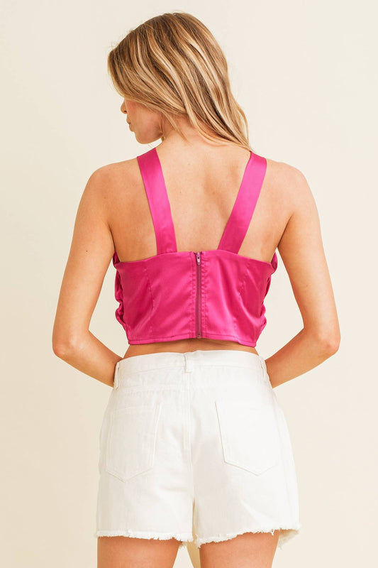 CT8203A - Women's Knot Detail Sleeveless Top: Magenta / L