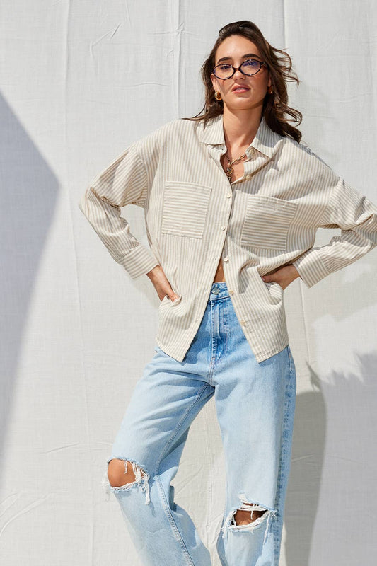 Striped Cotton Shirt Top