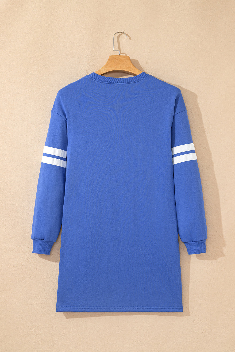Fiery Red Varsity Contrast Banded Sleeve Shift Sweatshirt Dress
