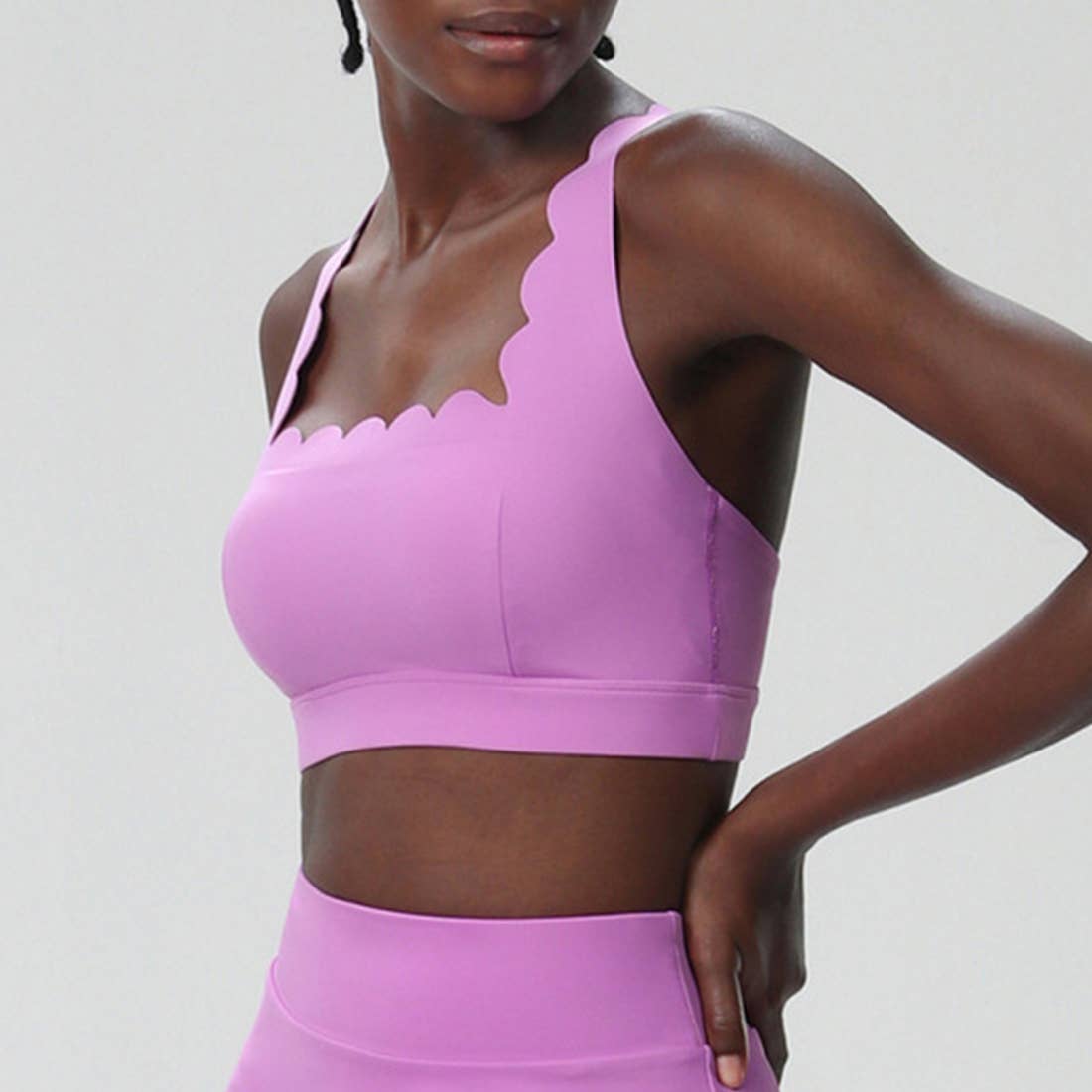 Women Seamless Quick-Dry Set Strappy Bra & A-Line Skirt: Light Purple / L
