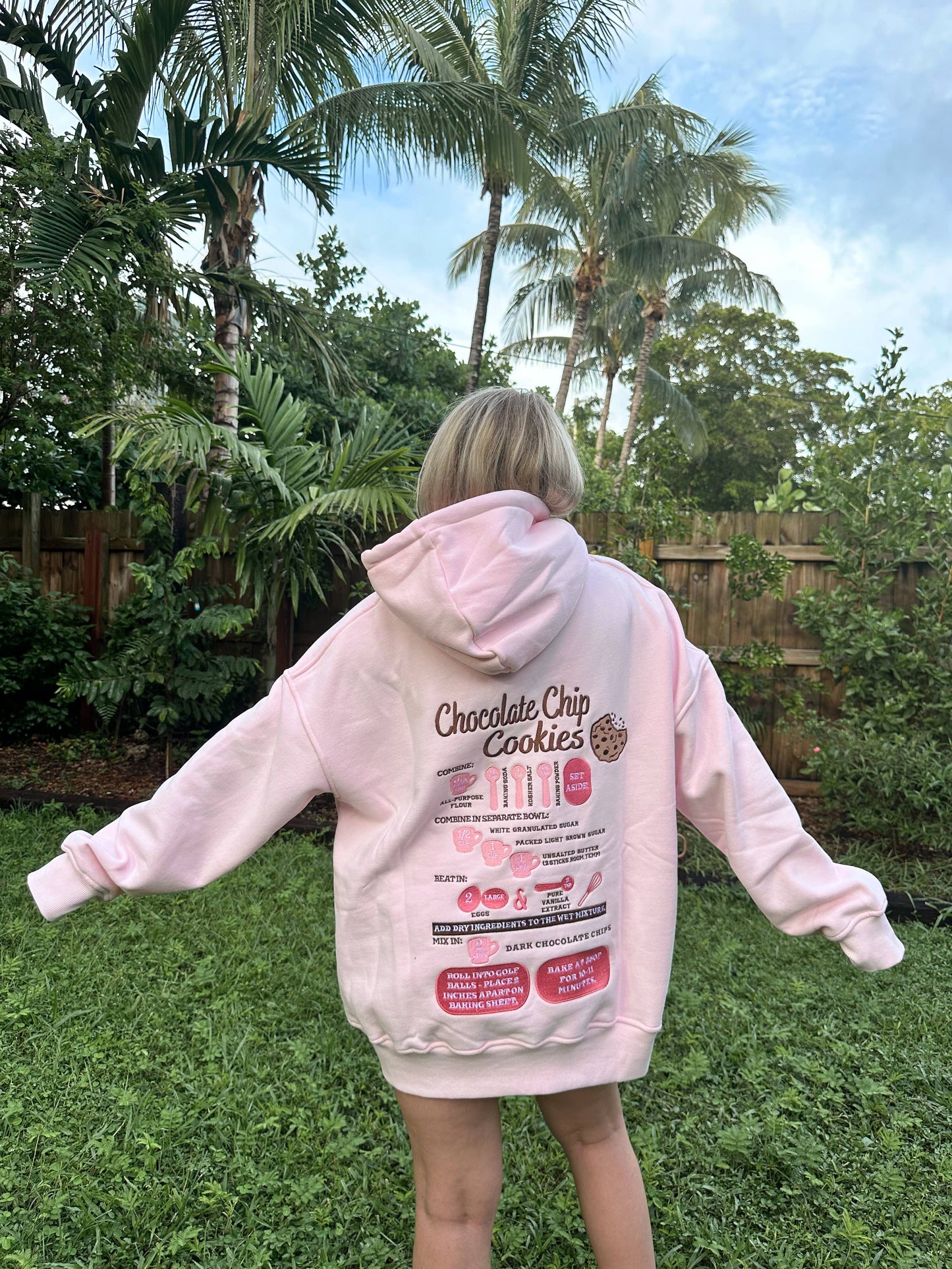 Light Pink Chocolate Chip Cookie Recipe Embroider Hoodie: Light Pink / Medium