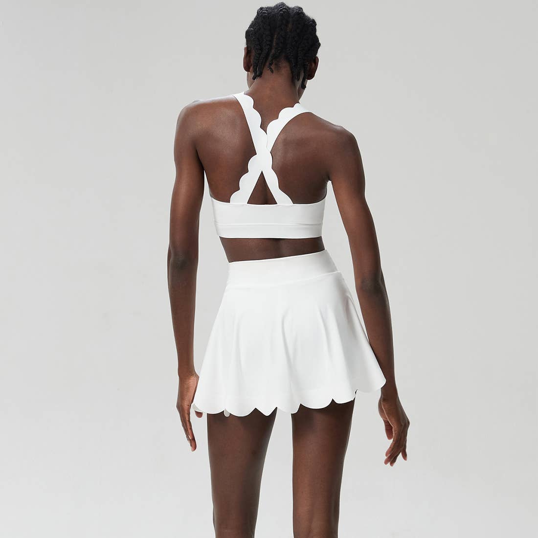 Women Seamless Quick-Dry Set Strappy Bra & A-Line Skirt: Light Purple / L