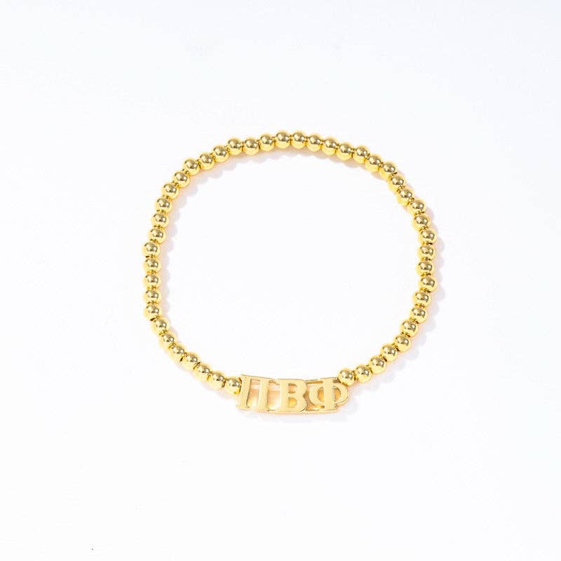 Sorority: Gold Beaded Bracelet with Greek Letters