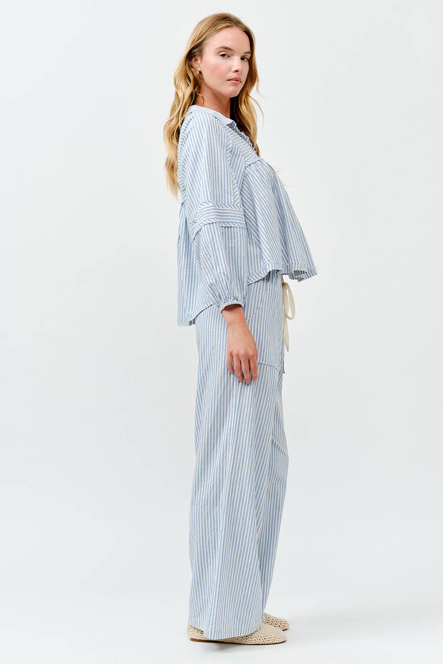 IM8867 - Striped Wide Linen Pants