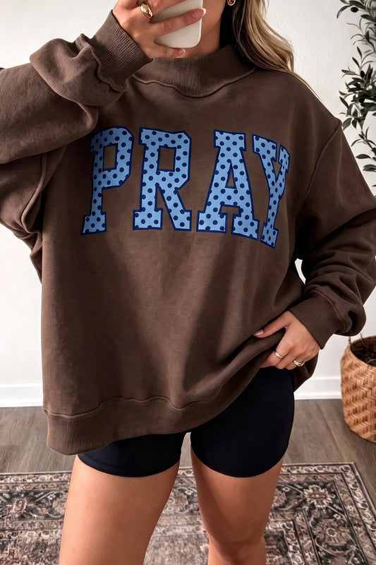 Brown PRAY Polka Dot Mock Neck