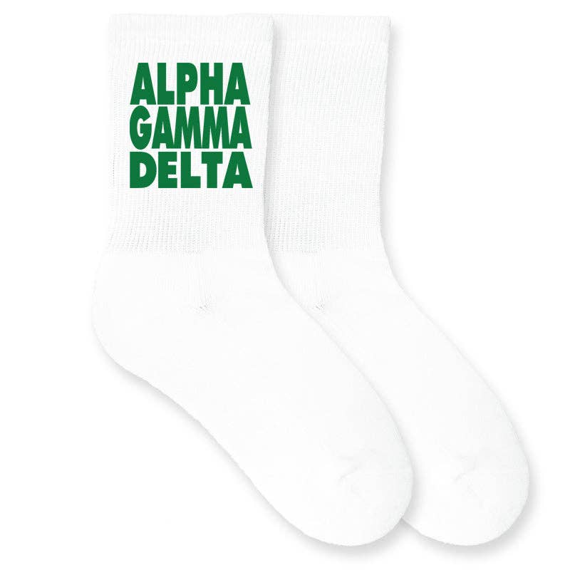 Cotton  Crew Socks Printed in Sorority Name and Color