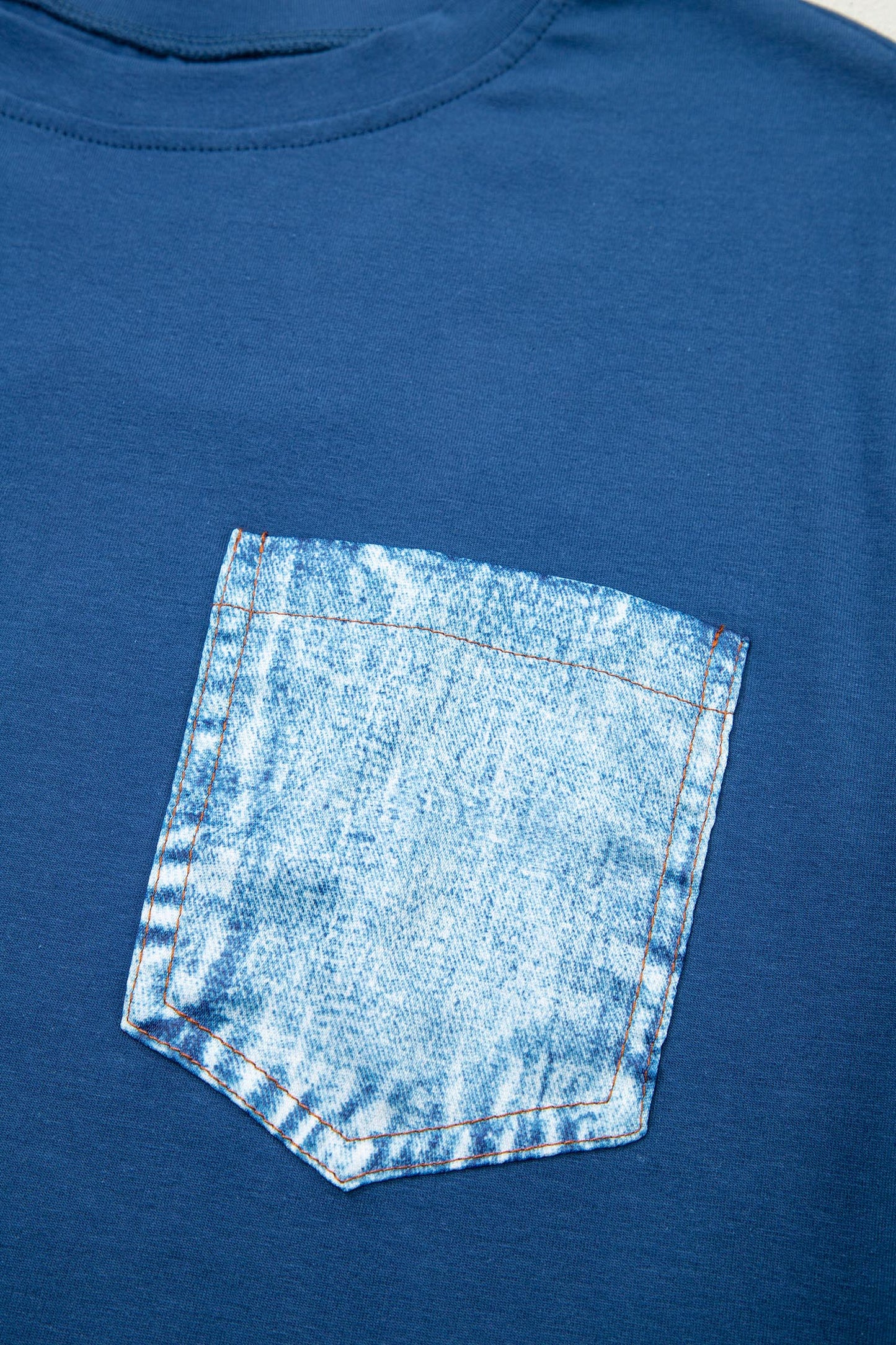 White Color Block Chest Pocket Patched Casual Short Sleeve Top