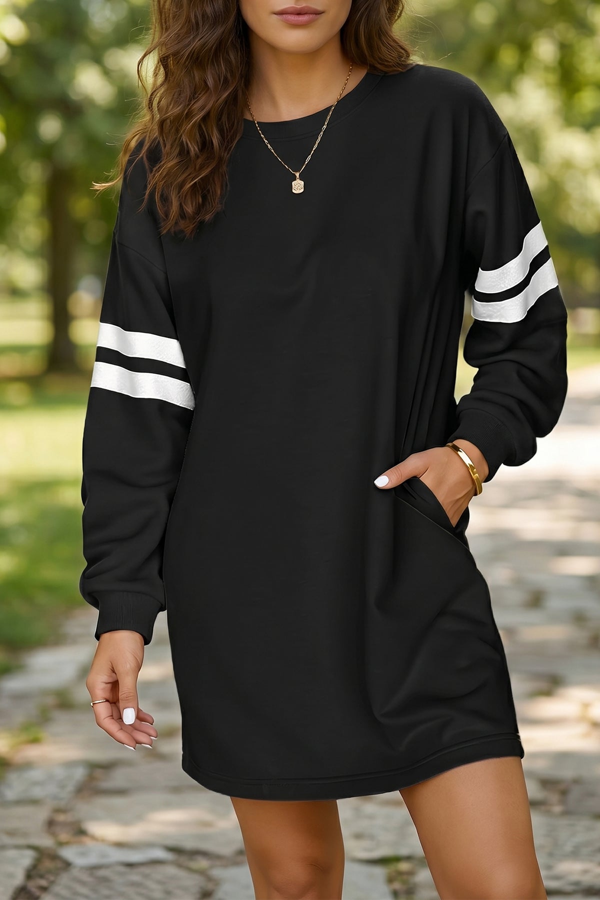 Gameday Varsity Stripes Sweatshirt Dress
