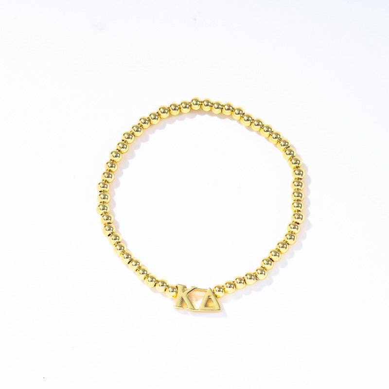 Sorority: Gold Beaded Bracelet with Greek Letters