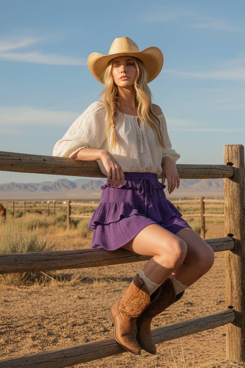 Tiered Gauze Ruffle Mini Skirt