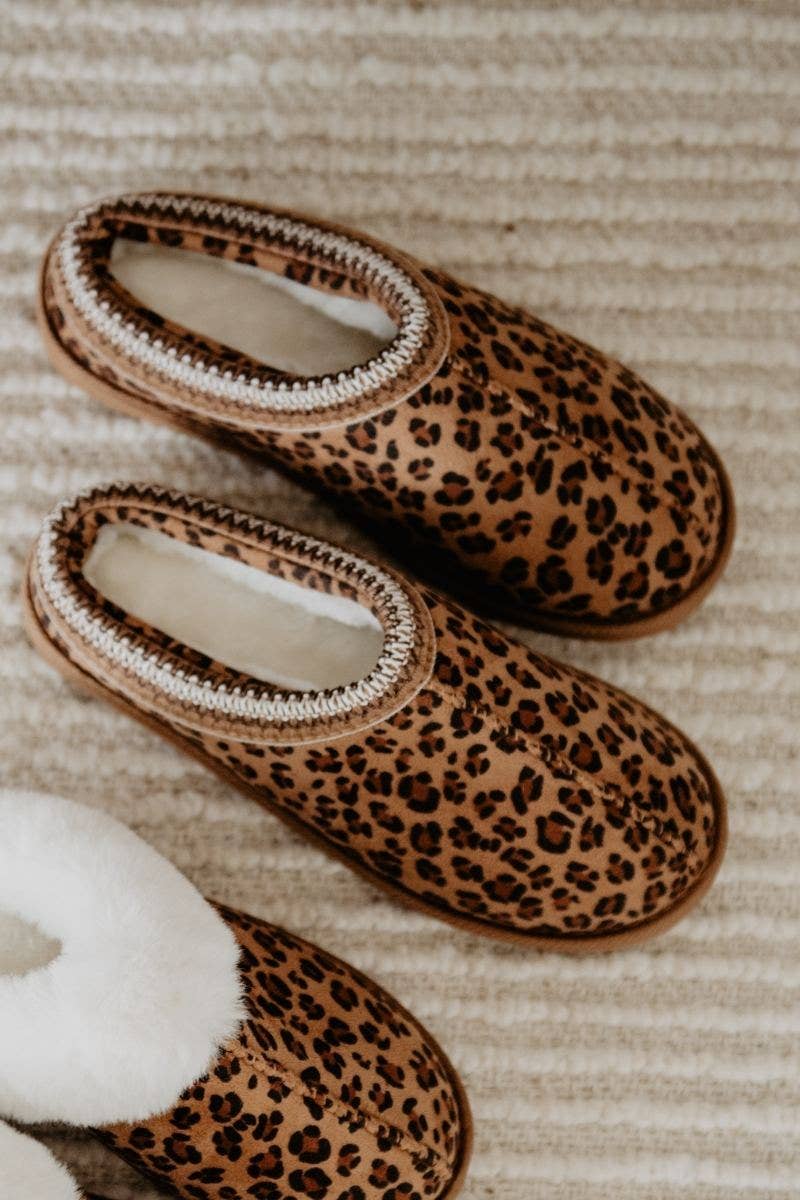 Leopard Print Embroidered Cute Slippers: Leopard / L/XL