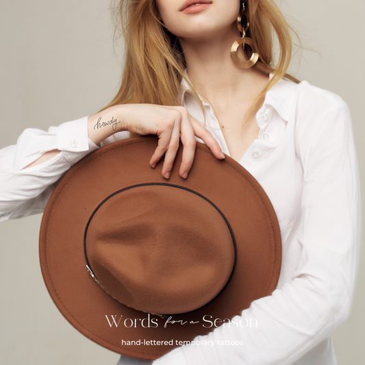 Howdy Calligraphy Temp Tattoo | Skin and Hat Tattoo Game Day