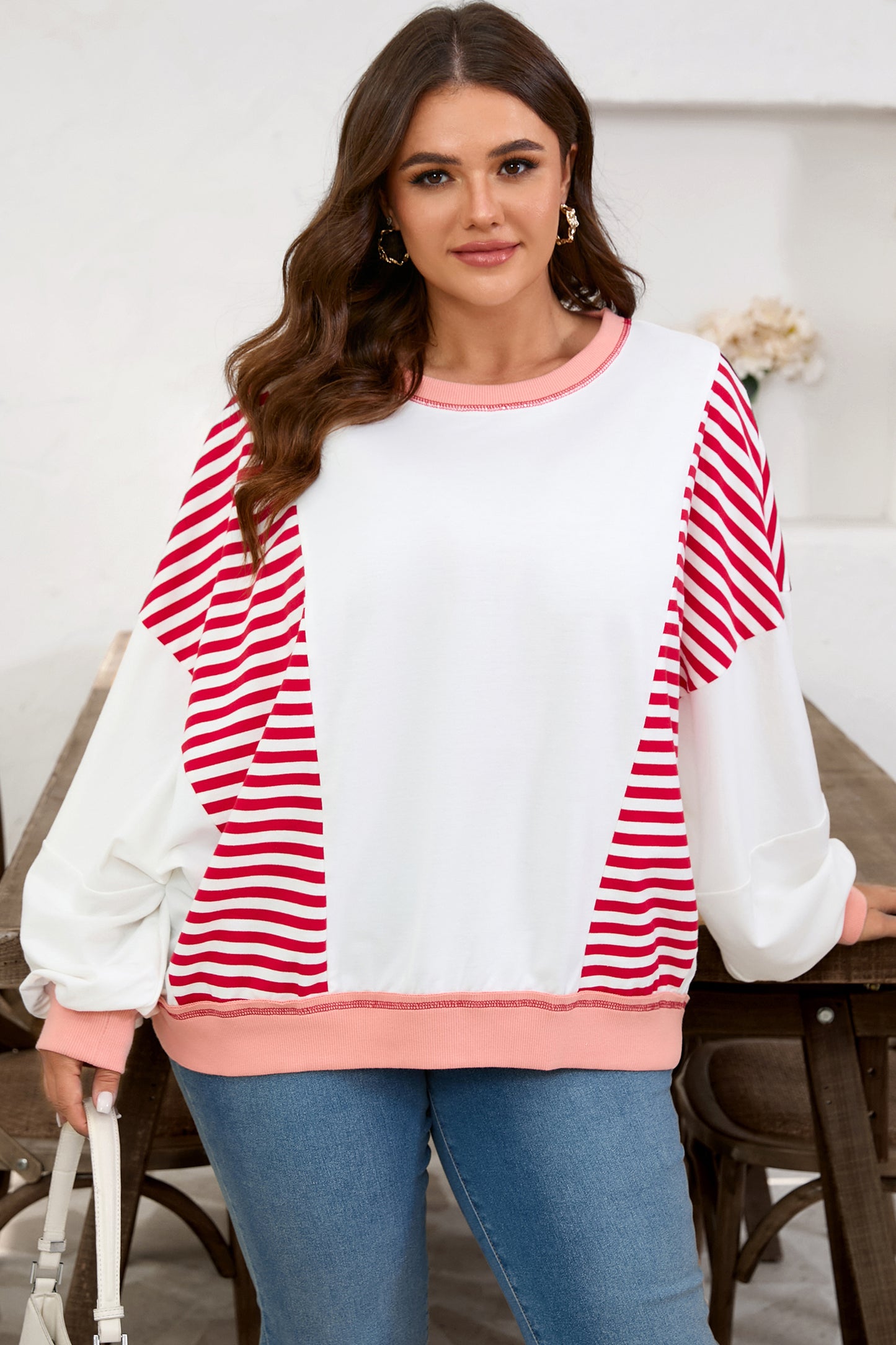 Sweetheart Stripe Pullover (Plus Size)
