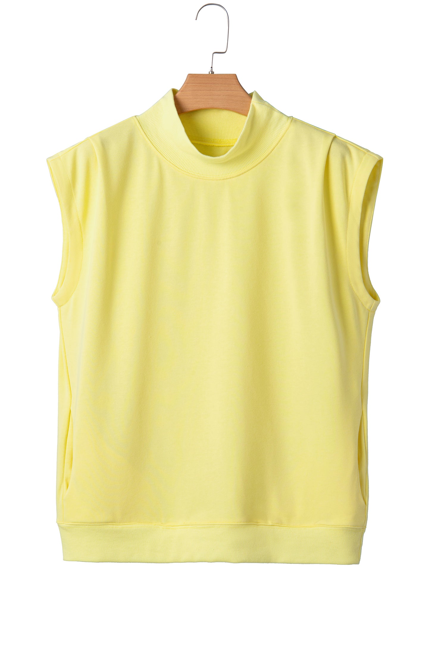 Orange Solid Color High Neck Cap Sleeve Loose Top