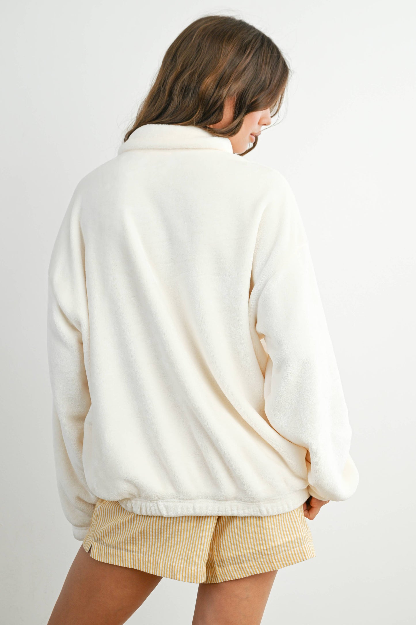 Sunday Morning Half-Zip Pullover Sweatshirt - BMT7579: IVORY / OLIVE / S