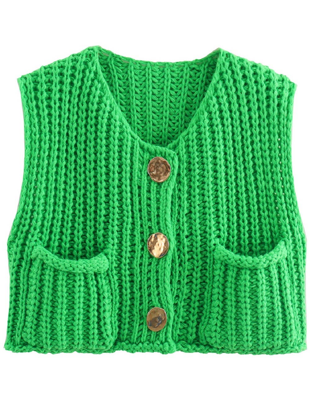 Ladies Solid Color Crew Neck Crop Sweater Vest SKT621: Purple / L