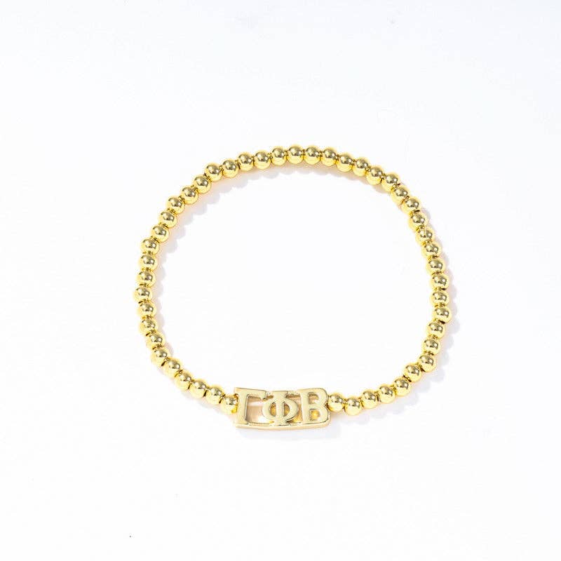 Sorority: Gold Beaded Bracelet with Greek Letters