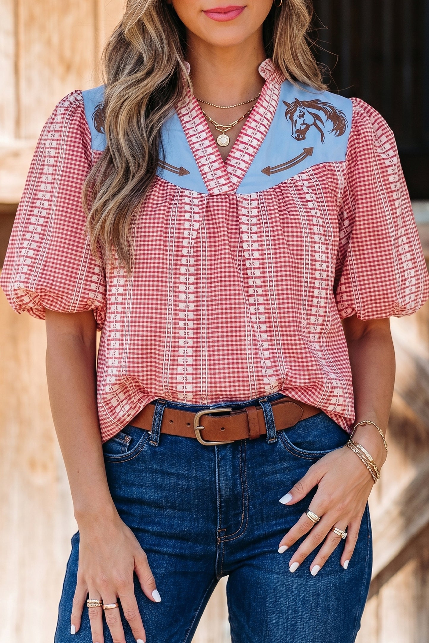 Western Belle Gingham Blouse