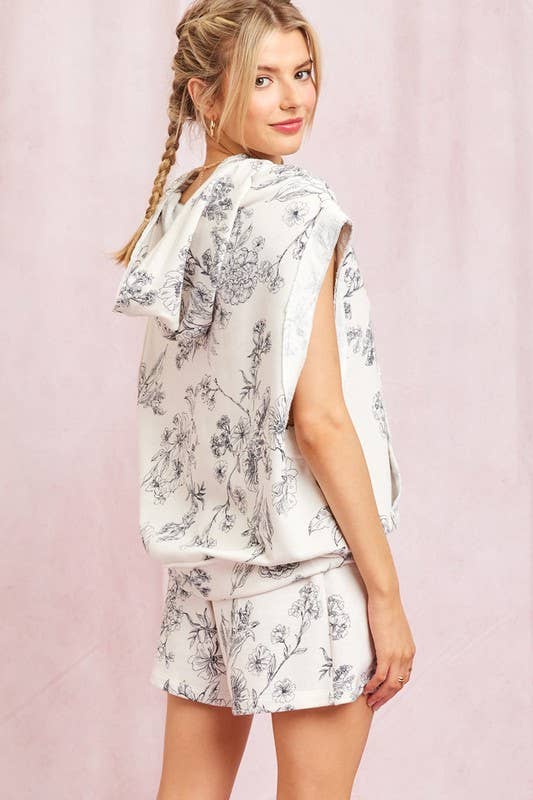 Printed Cotton Terry Shorts