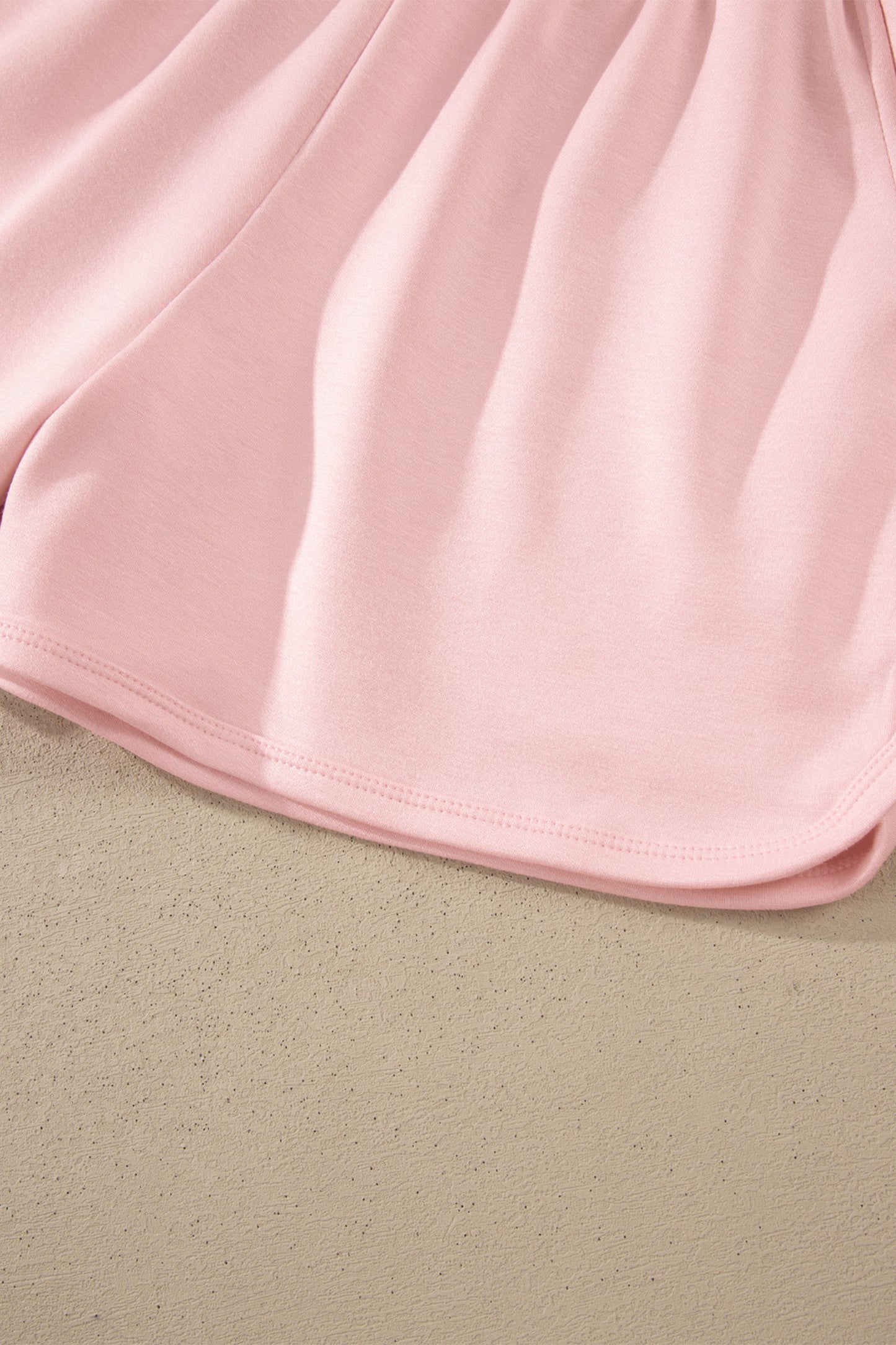 Moonlight Jade Solid Color Exposed Seam Mock Neck Oversize Tee Casual Shorts 2pcs Outfit
