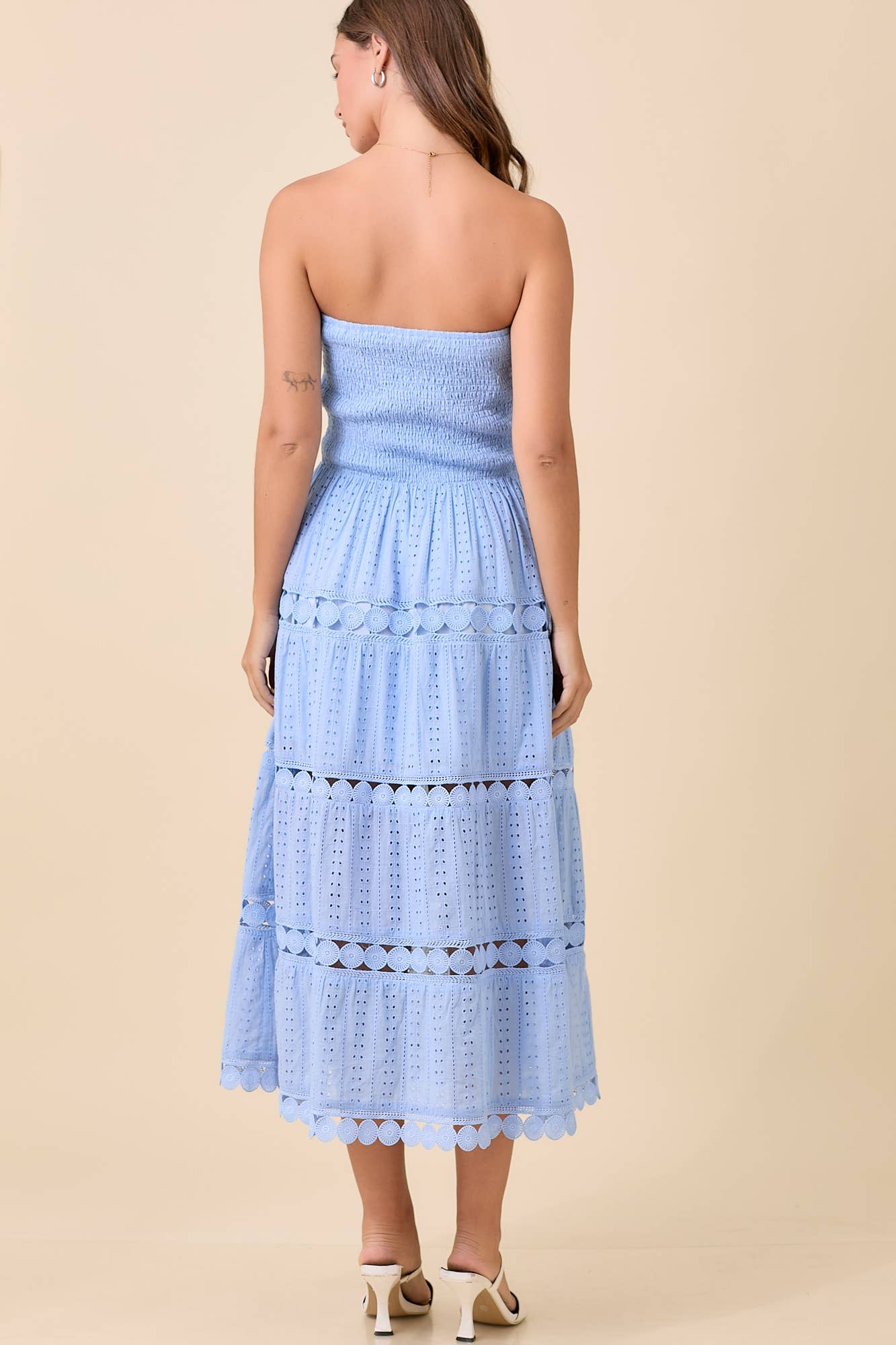 Smocked Eyelet Maxi Dress – Boho Summer Strapless