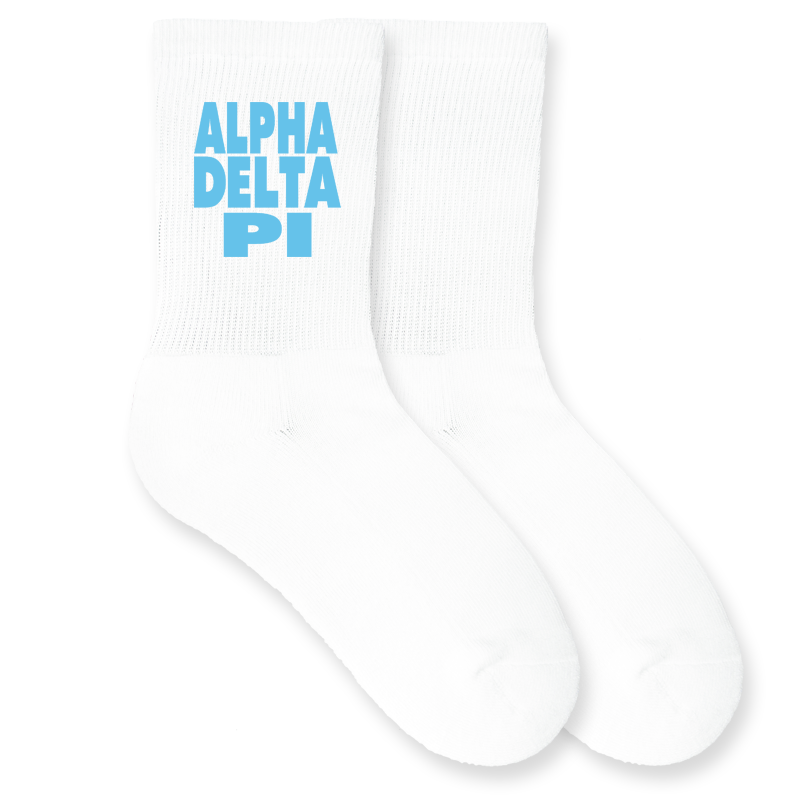 Cotton  Crew Socks Printed in Sorority Name and Color