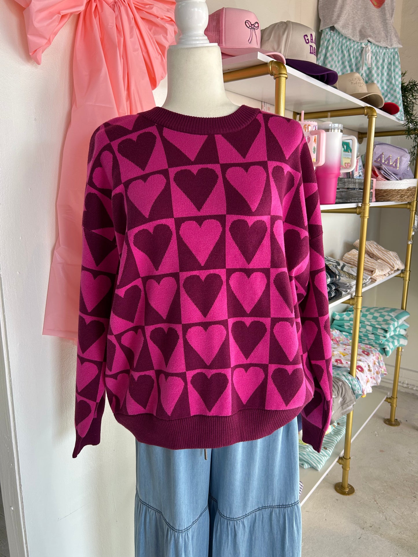Pink heart sweater
