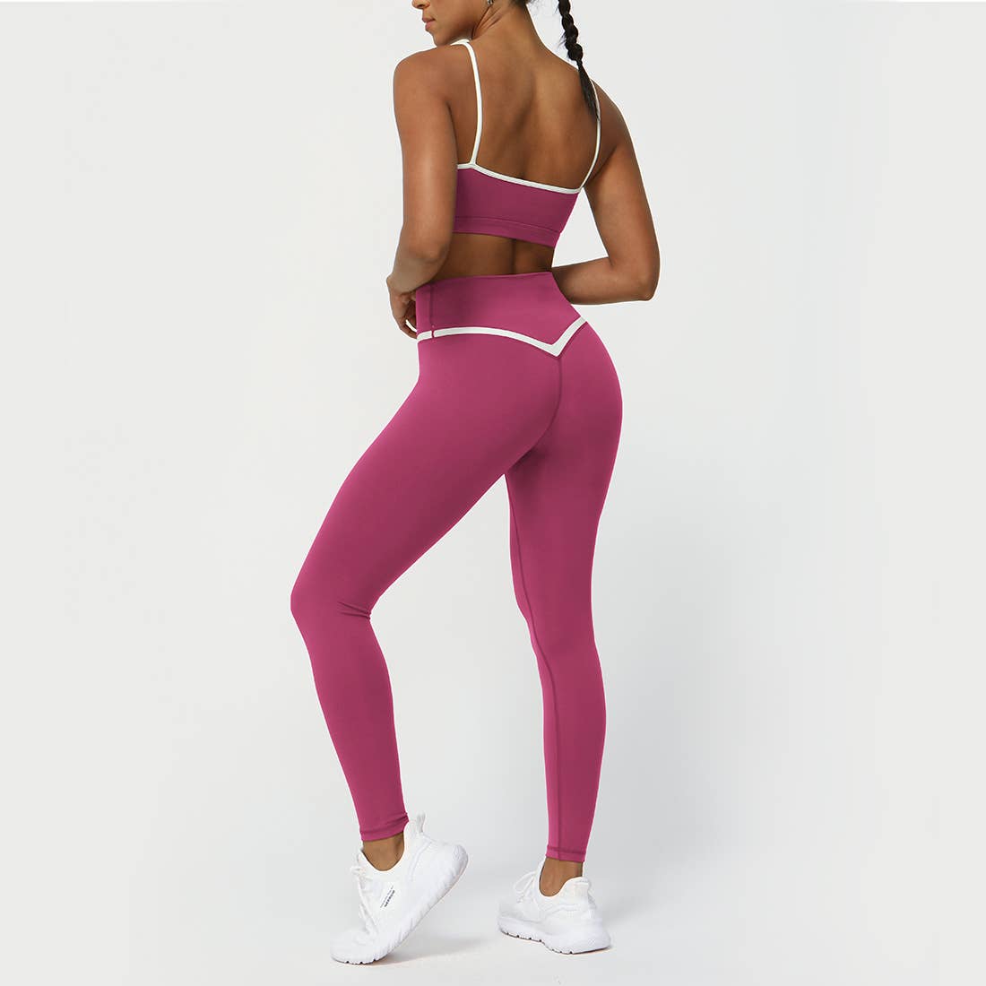Colorblocked Women Yoga Active Set: Navy Blue / L