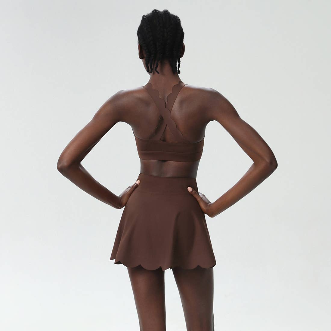 Women Seamless Quick-Dry Set Strappy Bra & A-Line Skirt: Light Purple / L