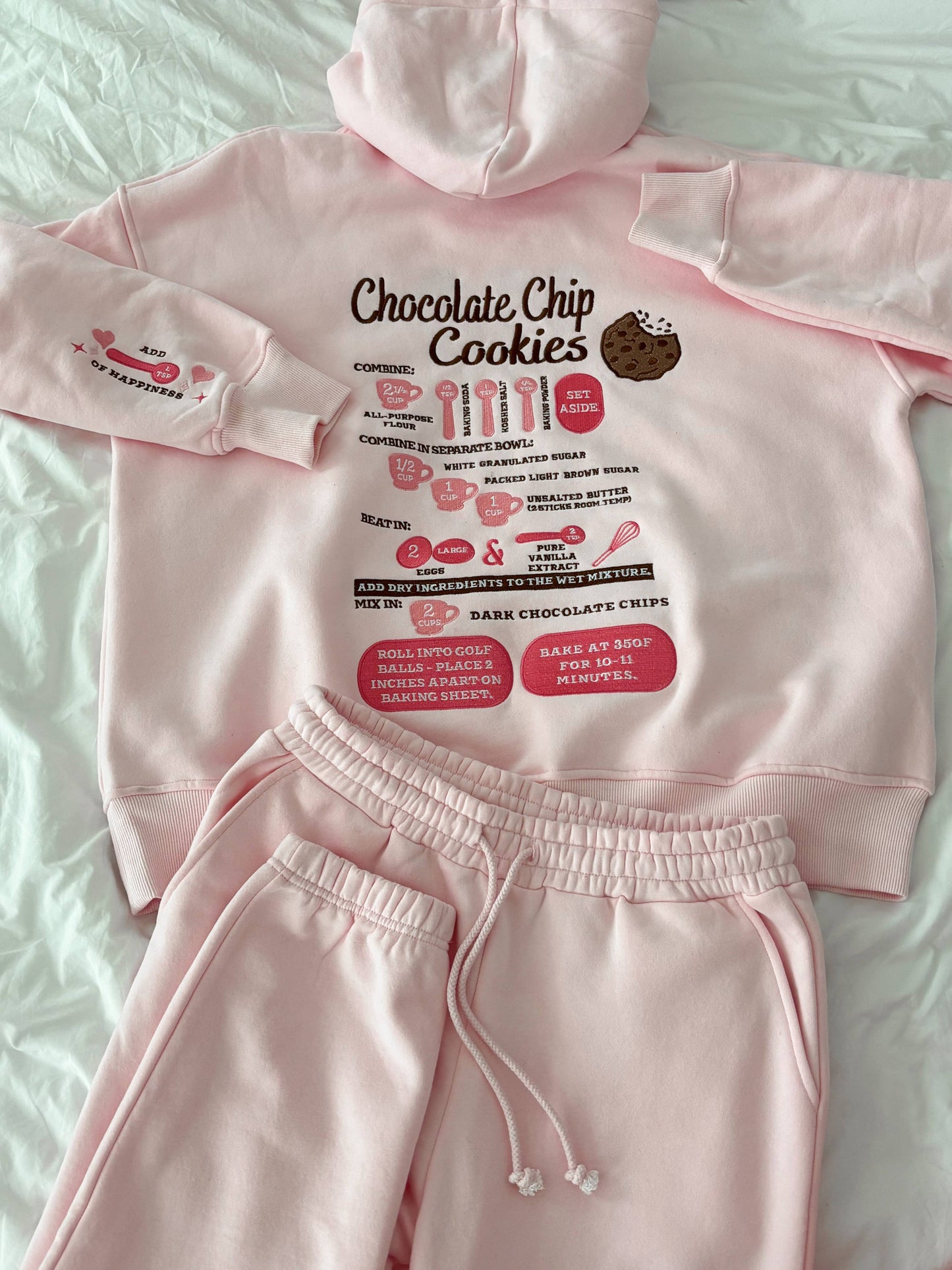 Light Pink Chocolate Chip Cookie Recipe Embroider Hoodie: Light Pink / Medium