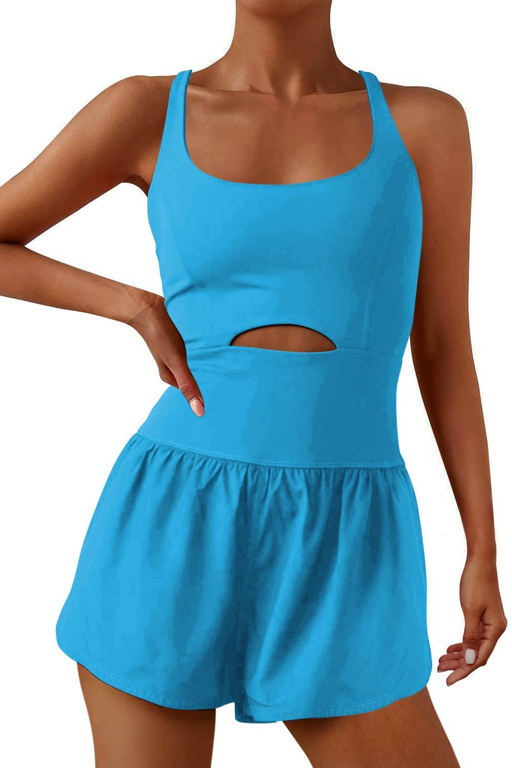 Athletic Cutout Romper: Grey / L