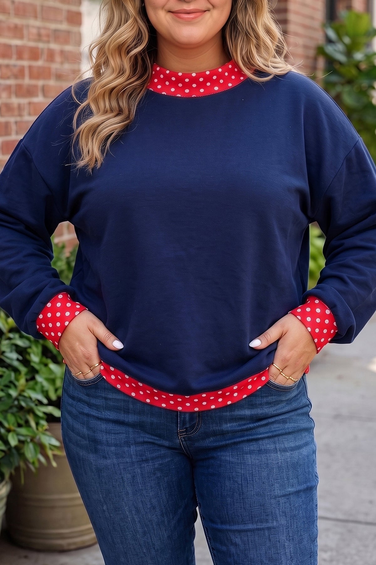 Red Polka Dot Plus Size Sweatshirt