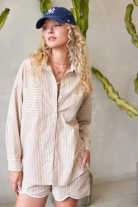 Striped Cotton Shirt Top